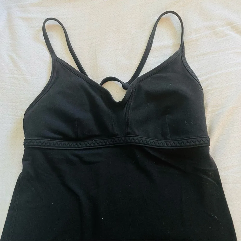 Lululemon Black Padded Ribbed Dance Ballerina Unique Back Tank Top Size 2 - Image 3