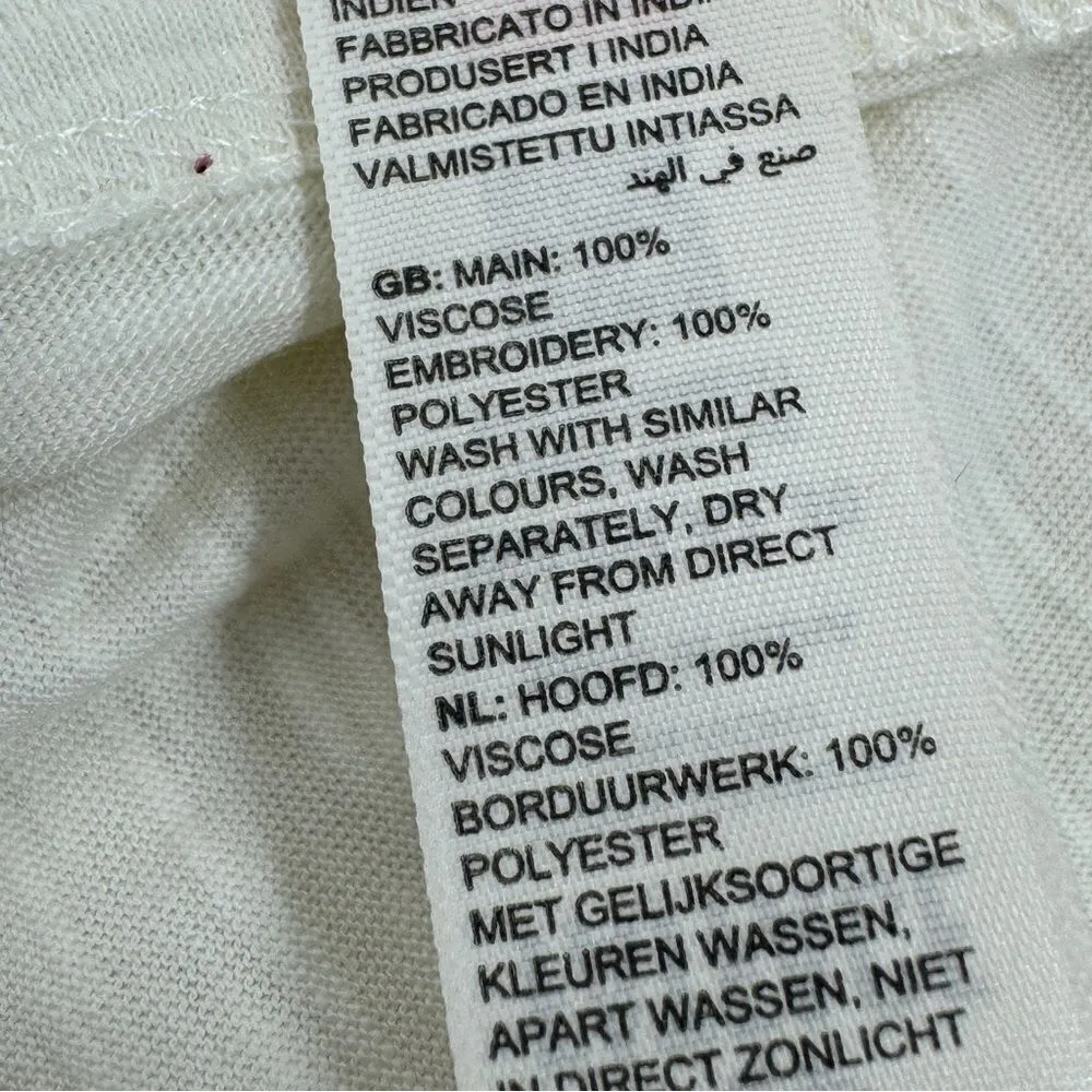 Fat Face Martha Boho Embroidered V Neck Slub Knit Shirt Cream 12‎ Long Sleeve Black - Image 11