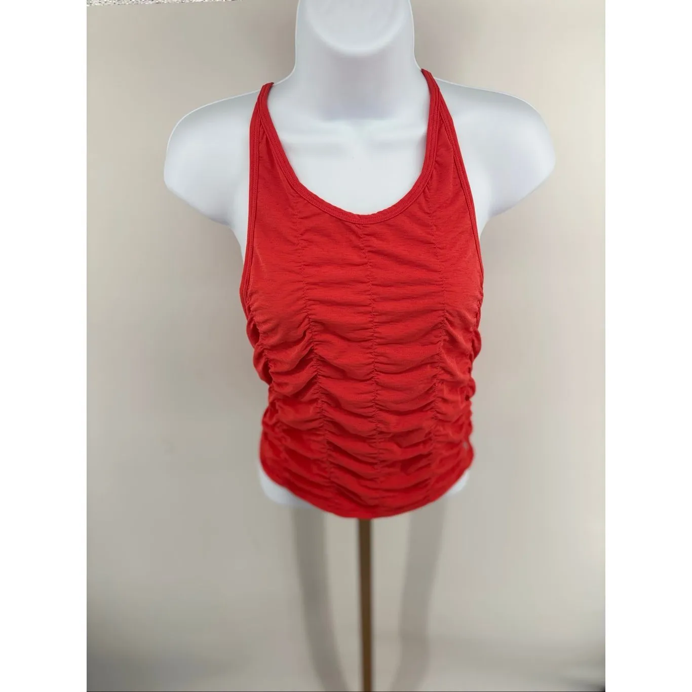 Free People Movement Open Back Rusched Tank Red Orange Size Medium Workout - Image 6