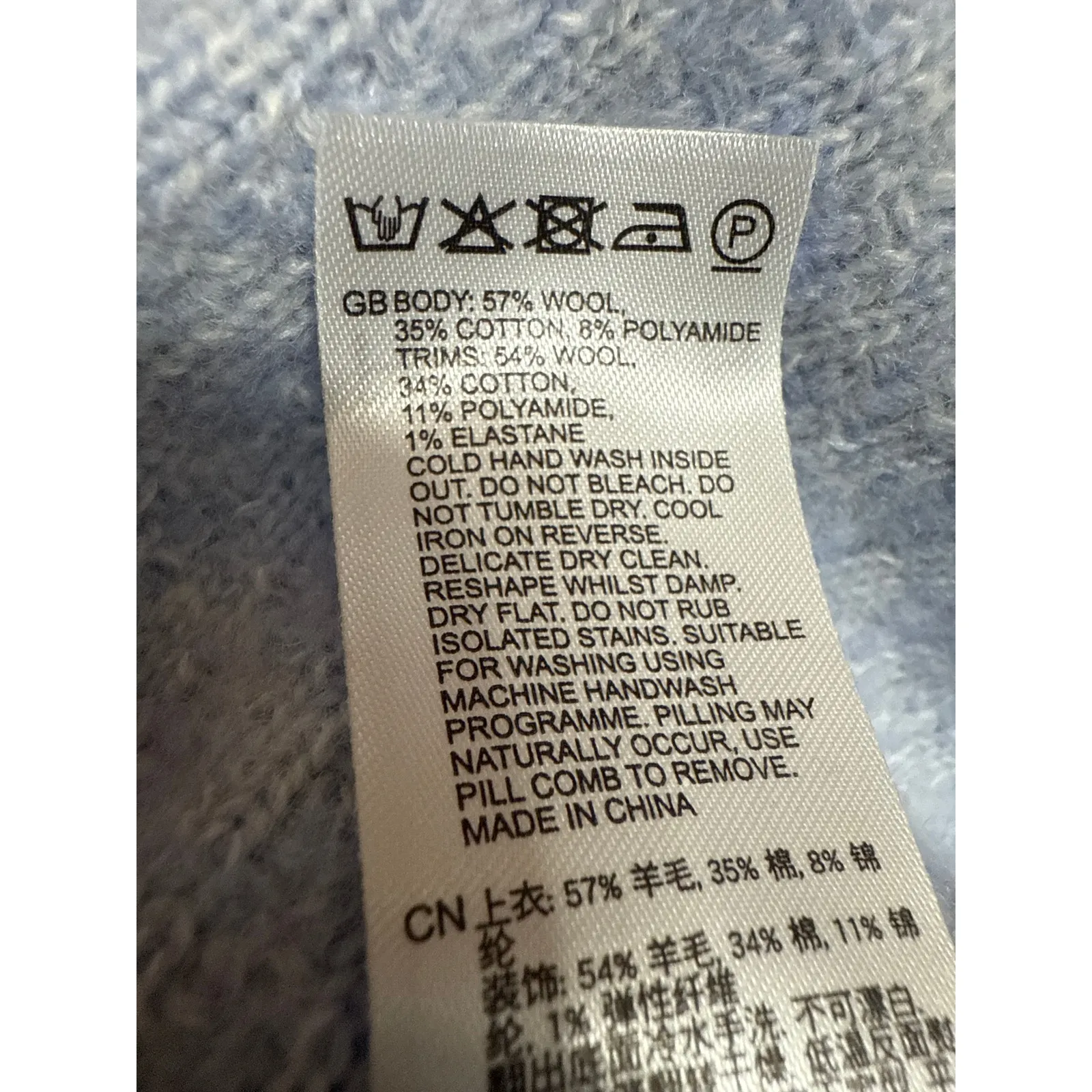 Reiss Women's Blue Wool Long Sleeve Ribbed Knit Crew Neck Sweater Top Size S - Image 4