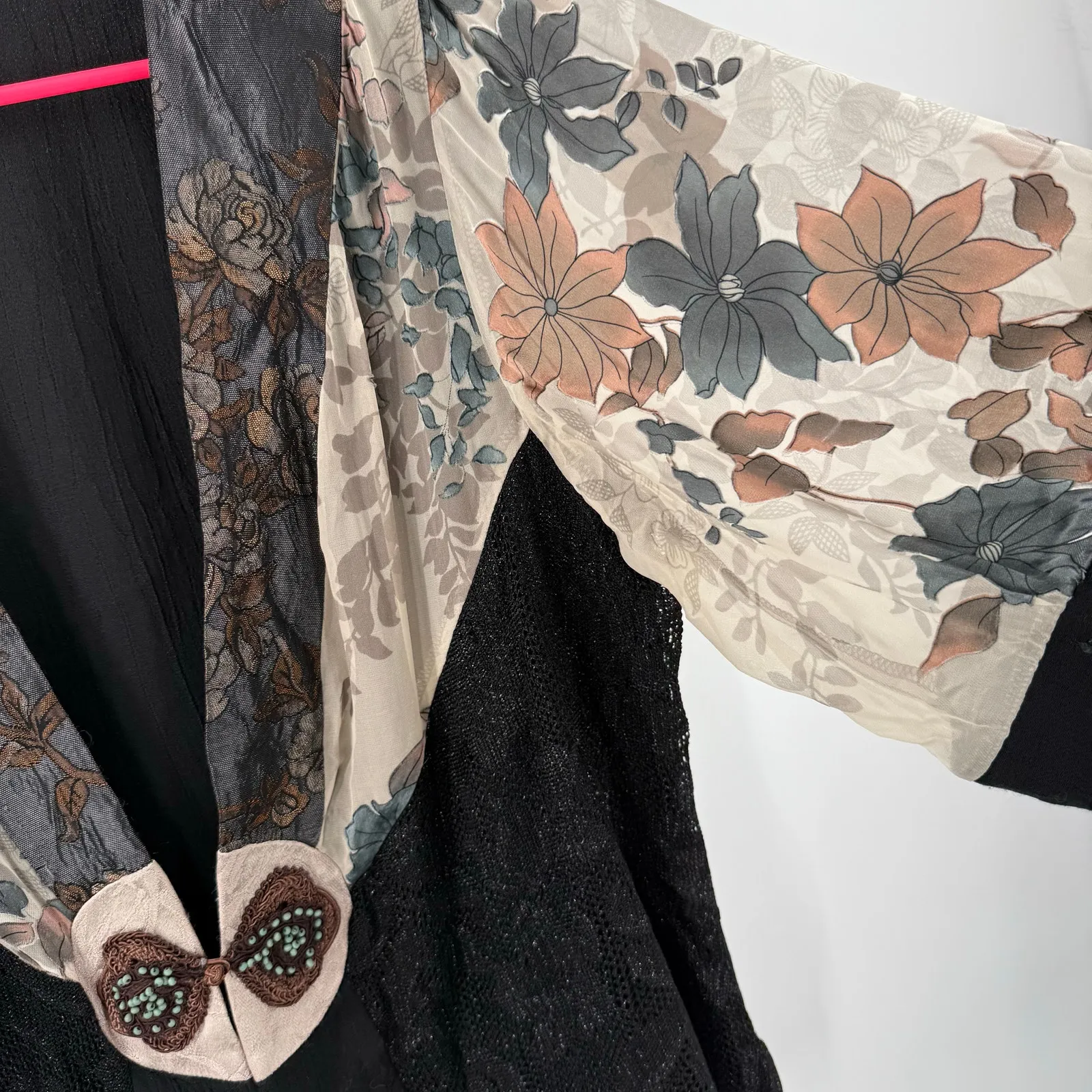 Spencer Alexis SA2 Large Kimono Silk Blend Lagenlook Art to Wear Boho Vintage Black - Image 8