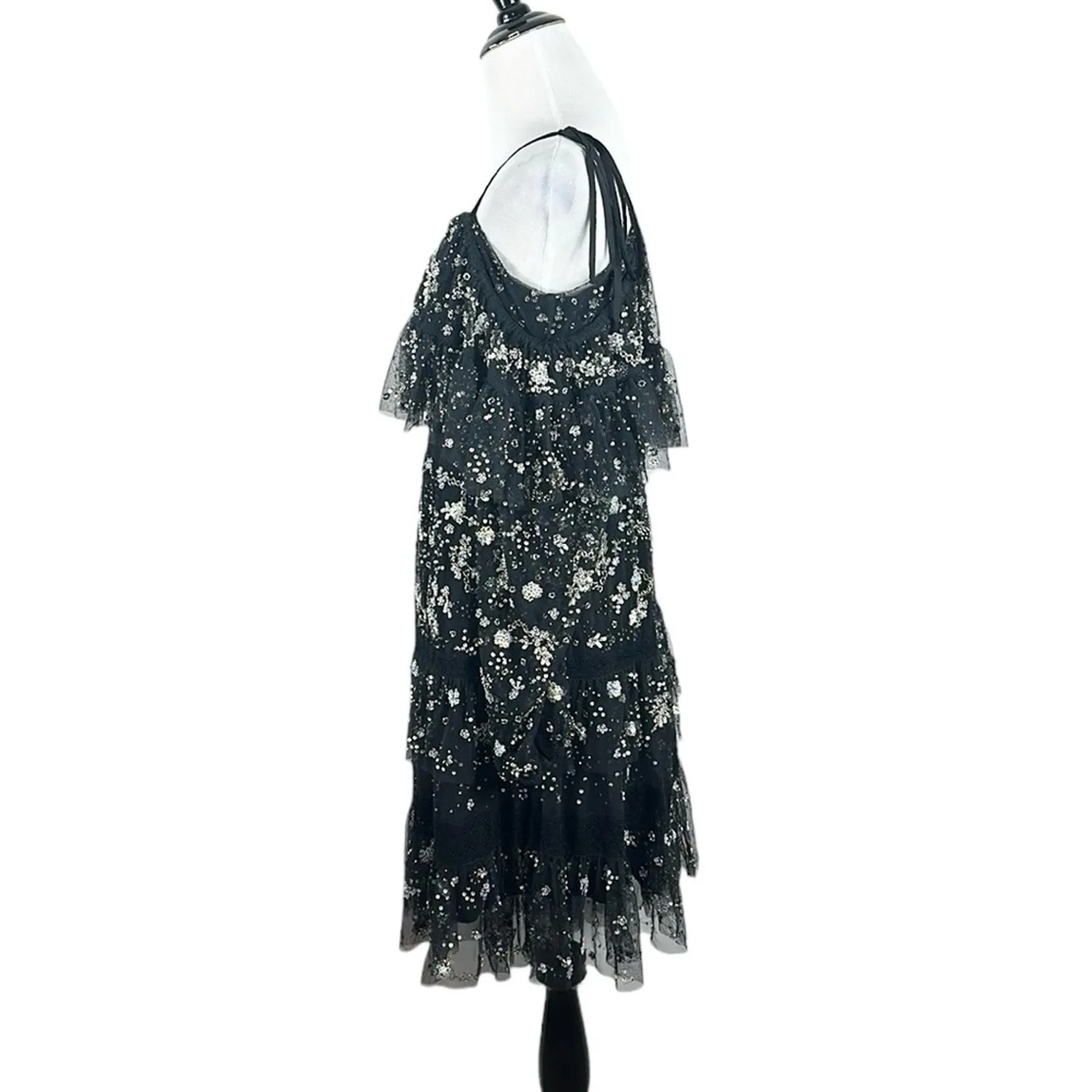 Needle & Thread Supernova Tiered Ruffle Embellished Dress Black Size 6 - Image 11