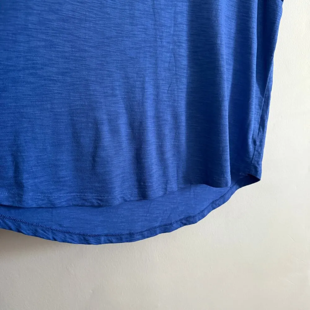 TALBOTS | Blue Cotton Modal Slub Knit Short Sleeve Tee Shirt | 2X Petite - Image 4