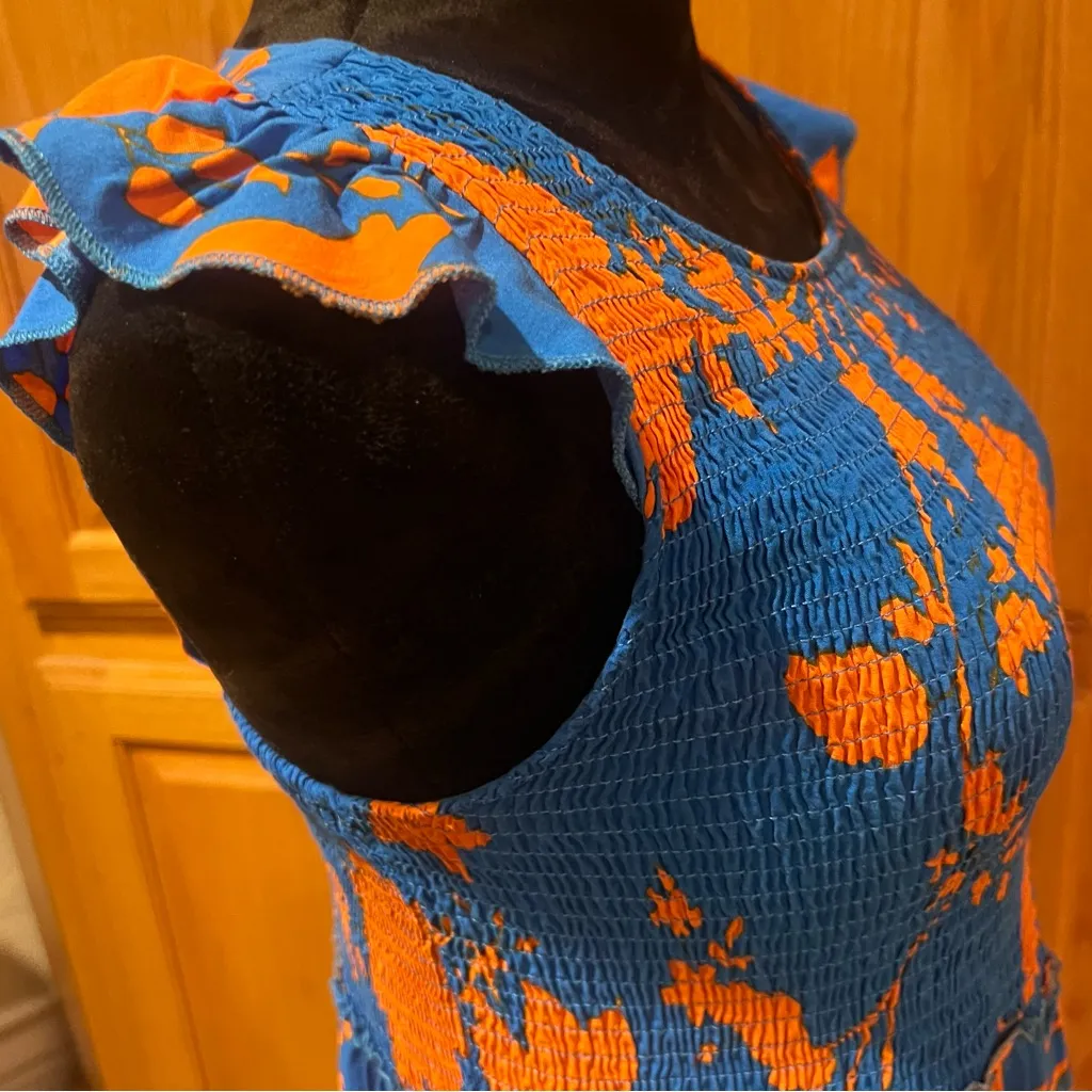 Anthropologie Abel The Label Charlie‎ Floral Tiered Maxi Dress Blue Orange Small - Image 12