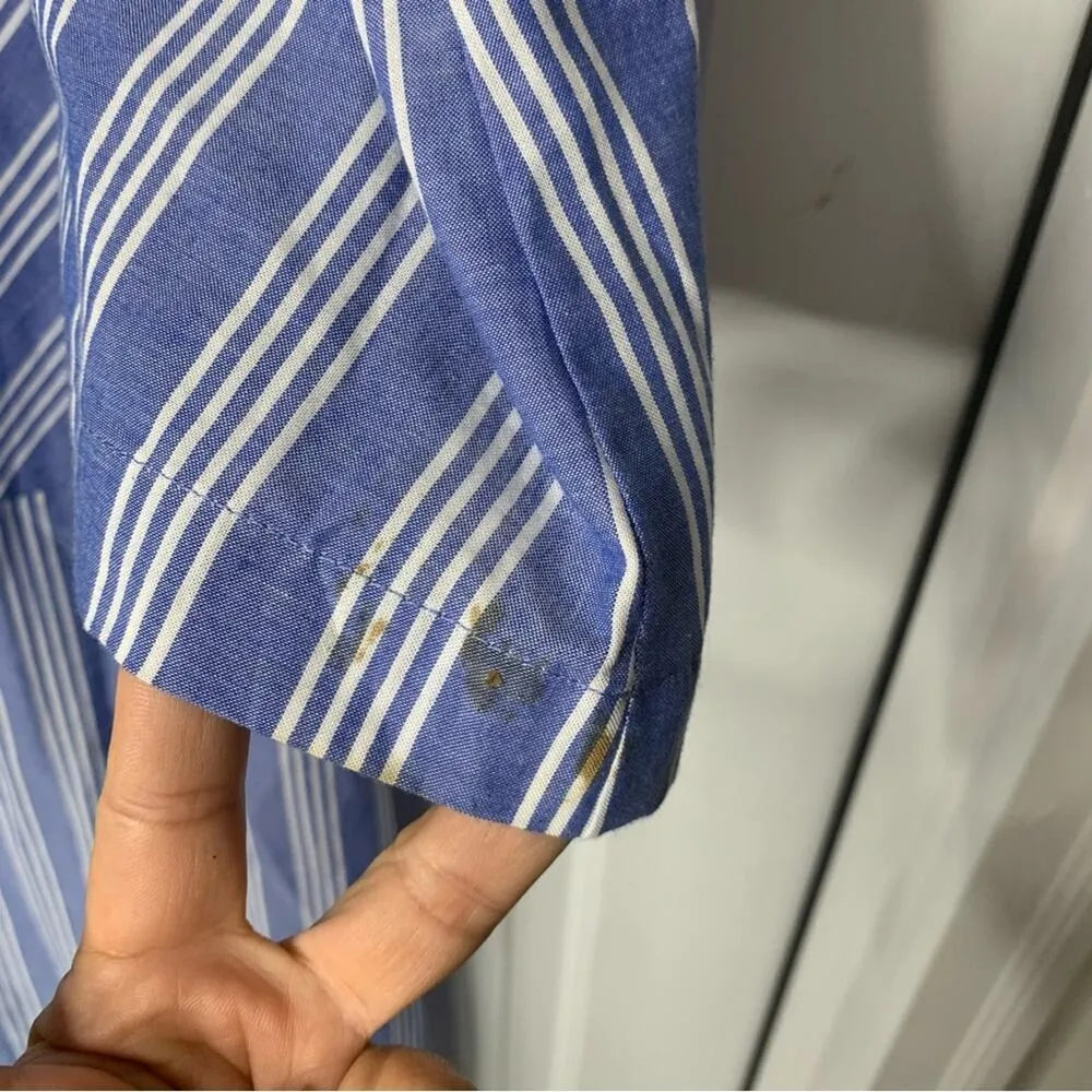 Kal Rieman striped cotton maxi shirt tunic size medium made in USA‎ Blue - Image 7