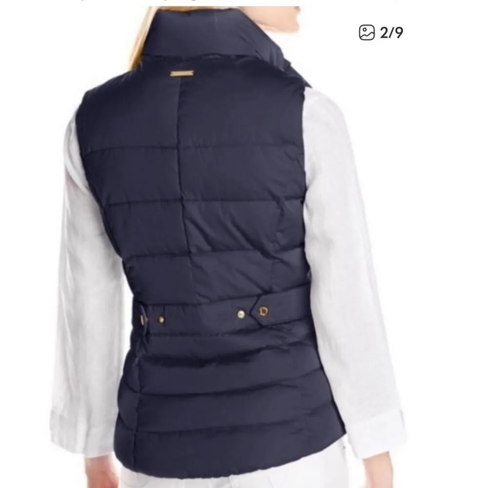 Lilly Pulitzer Isabelle puffer vest down filled XS zip front quilted navy blue - Image 2