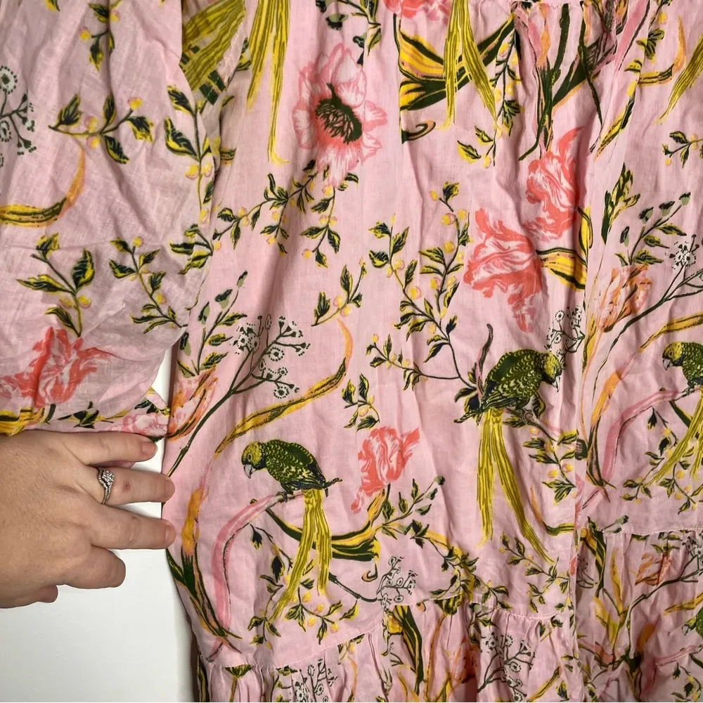 Happy‎ Nature 100% cotton dress with tropical bird & floral pattern size large Pink - Image 7