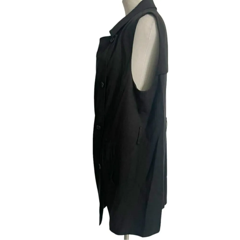 AllSaints Size 2  Top Blouse Vest Tunic Buttons Black - Image 4