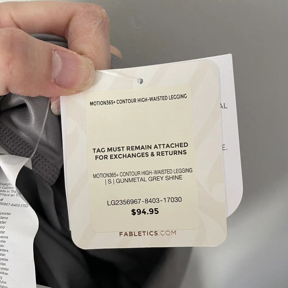 Fabletics Size S Gunmetal Shine Sheen Motion365 Contour Leggings High Rise NEW - Image 5