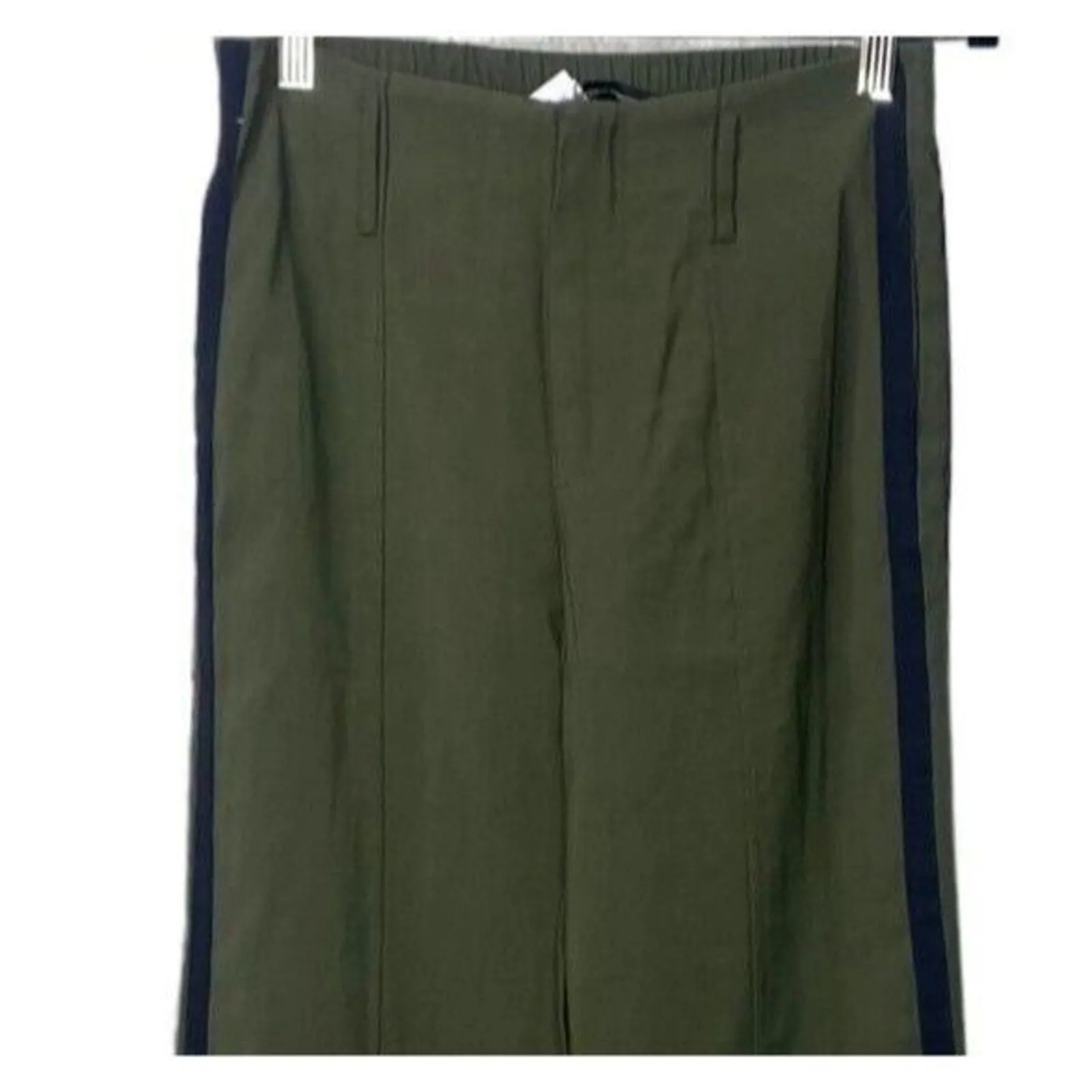 ZARA Trafaluc Relaxed Side Strip Leg Trouser Pants Ankle Zip Up XS Olive Green - Image 4