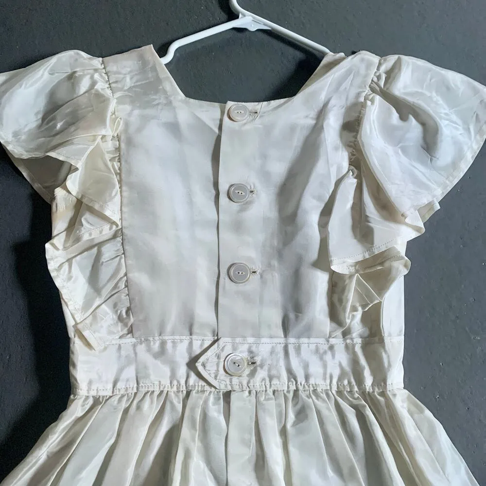 Vintage 1950s White Ruffle Jumper Dress with Apron Trim Handmade XS - Image 9
