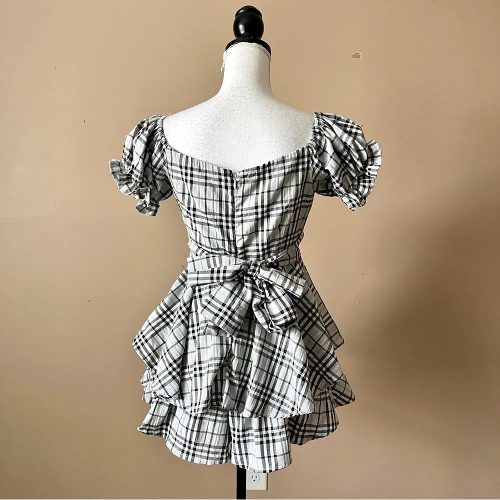 HYFVE | Plaid Tiered Ruffle Romper Sz M - Image 8