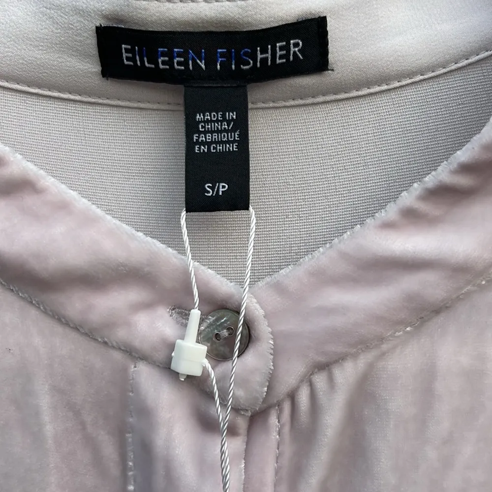 NWT Eileen Fisher Velvet Long Slv Silk Blend Top Mandarin Collar Oversize Small - Image 5