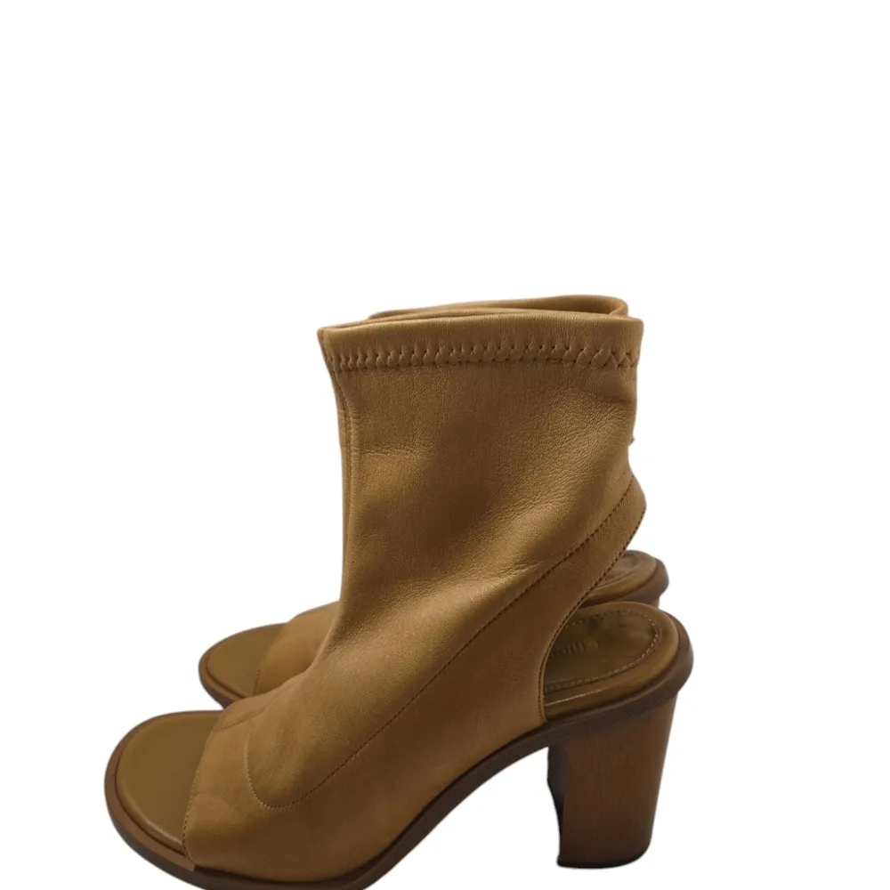 Chloe Brown Leather Ankle Length Boots Size 38 - Image 4