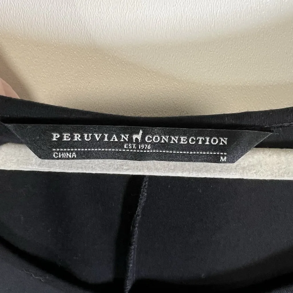 Peruvian Connection Maxi Tunic Womens Size M Black Quiet Luxury Flowy Designer - Image 6