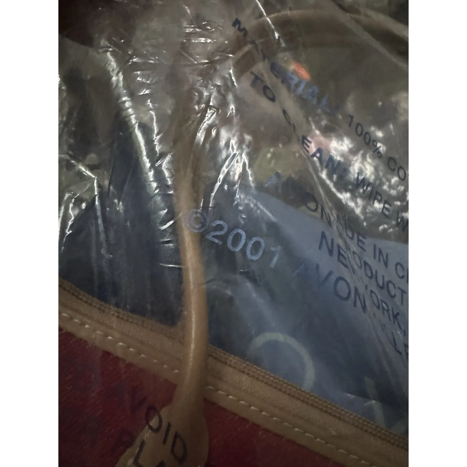 VTG Avon Denim Handbag Purse 2001 Gingham Lining Tan Burgundy Y2K NEW NOS Retro - Image 4