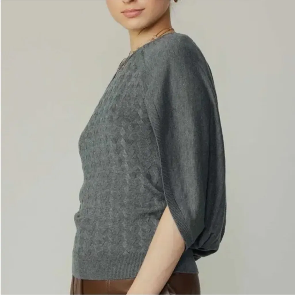 Current Air Grey Open Sleeve Cape Sweater Size L NWT - Image 2