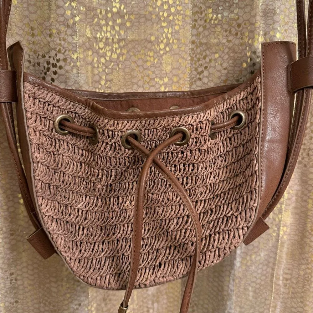 Free People Cabana Coconut Shell Brown Woven Crossbody Purse NWOT - Image 2