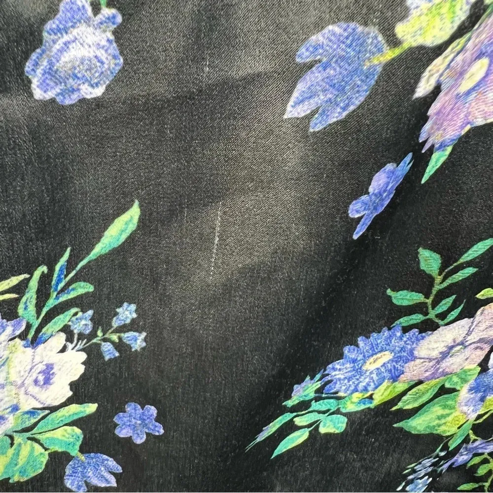 Revolve WeWoreWhat Cottagecore Black Blue Floral Satin Lace Midi Slip‎ Dress - Image 8