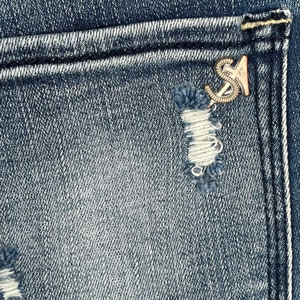 Special A Sz 1 High Rise Skinny Jeans Exposed Button Fly Distressed - Image 9