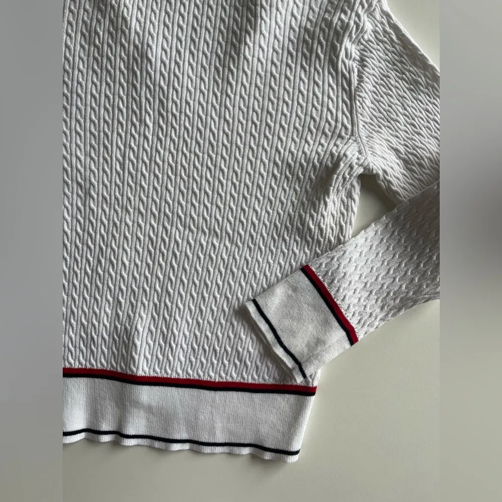 Womens Cable Knit Collared V-Neck Sweater Size XS - Image 8