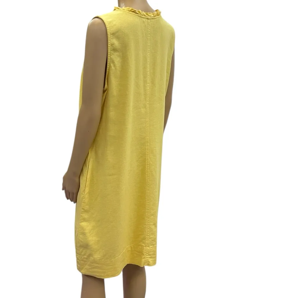 Briggs Linen Blend V Neck Sleeveless Pocket Midi Dress Yellow Womens Large - Image 6