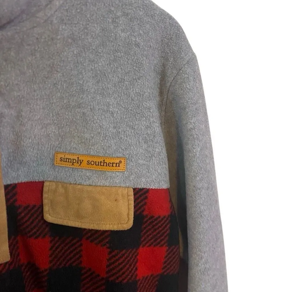 Simply southern size, large, long sleeve fleece Buffalo print 3/4 button - Image 2