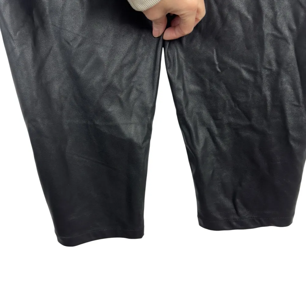Zara High-Waisted Faux Leather Balloon Barrel Leg Trouser Pants Black 2969/246 M - Image 10
