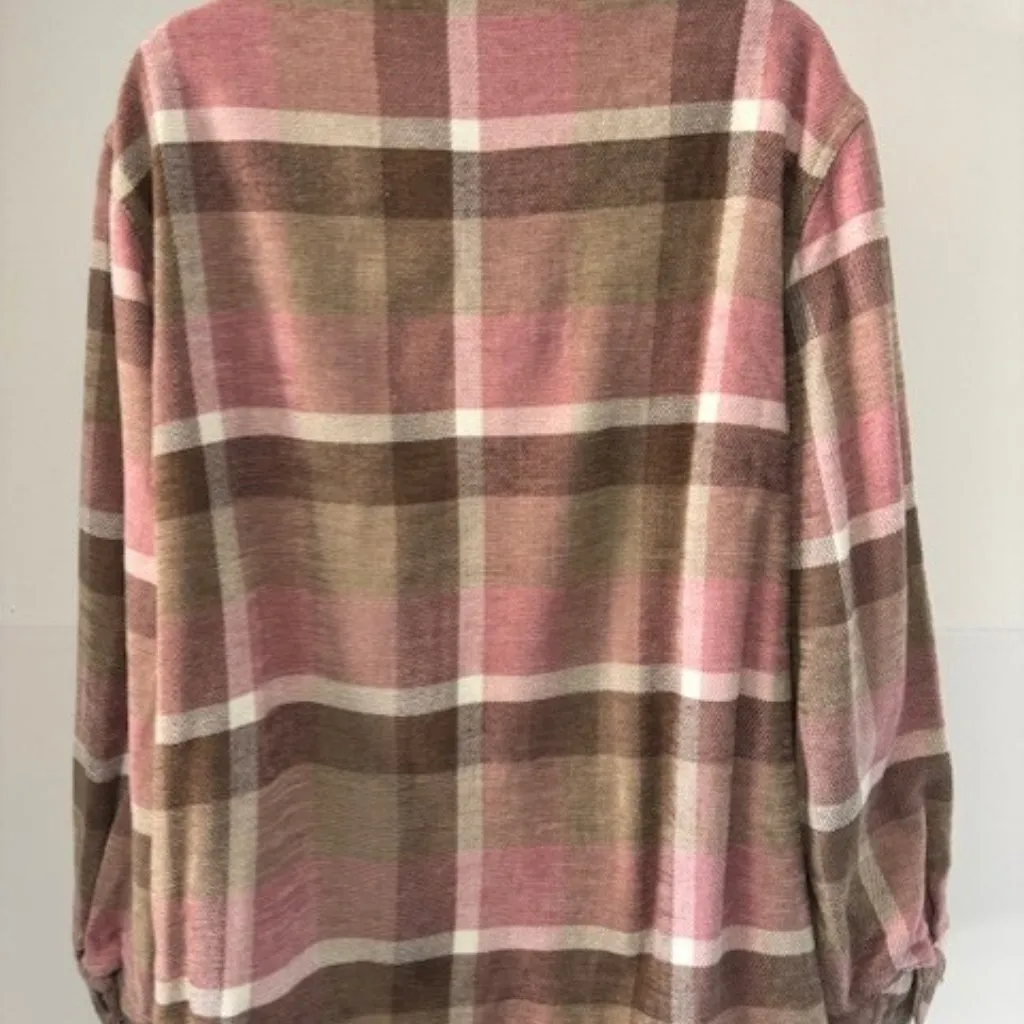 Allison Daley Shirt Jacket 16 Plaid Pink Brown Cottagecore Outdoor Classic Warm - Image 3