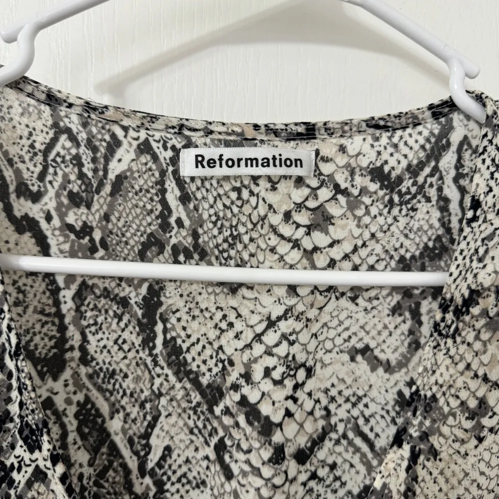 Reformation  Snakeskin Button Mid Length Sleeve Top - Image 4