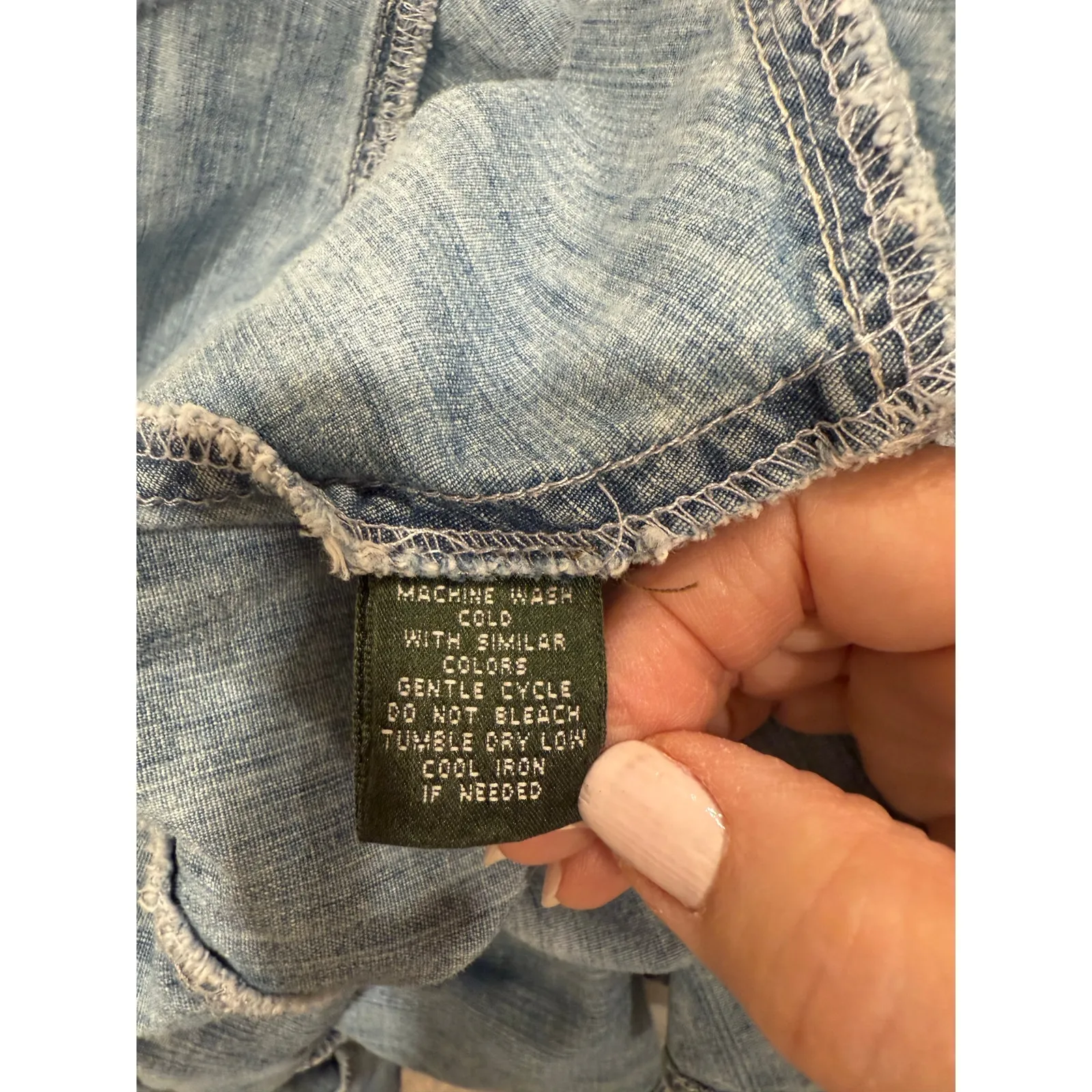 Vintage Ralph Lauren Tiered Flare Denim Midi Skirt Cotton Blue Women's Size 14 - Image 7