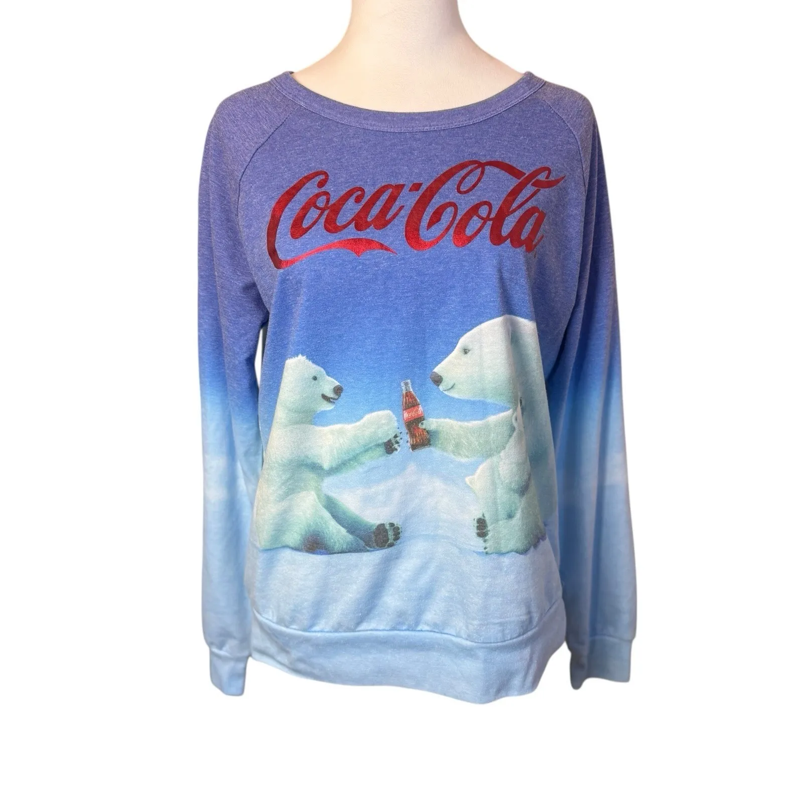 Coca Cola AOP All Over Print Long Sleeve Tee Juniors Large Polar Bear Classic - Image 2
