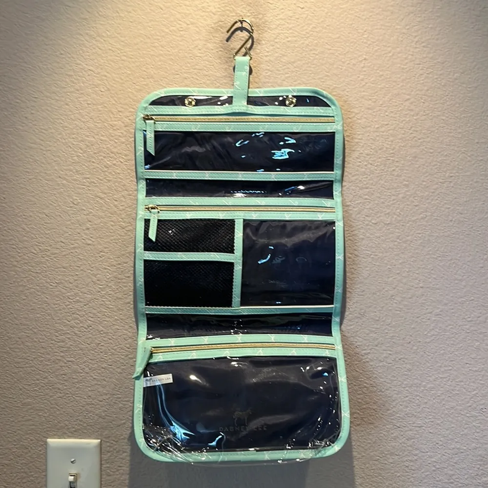 Dabney Lee Mint Green Bow Print Travel Makeup Case - Image 3