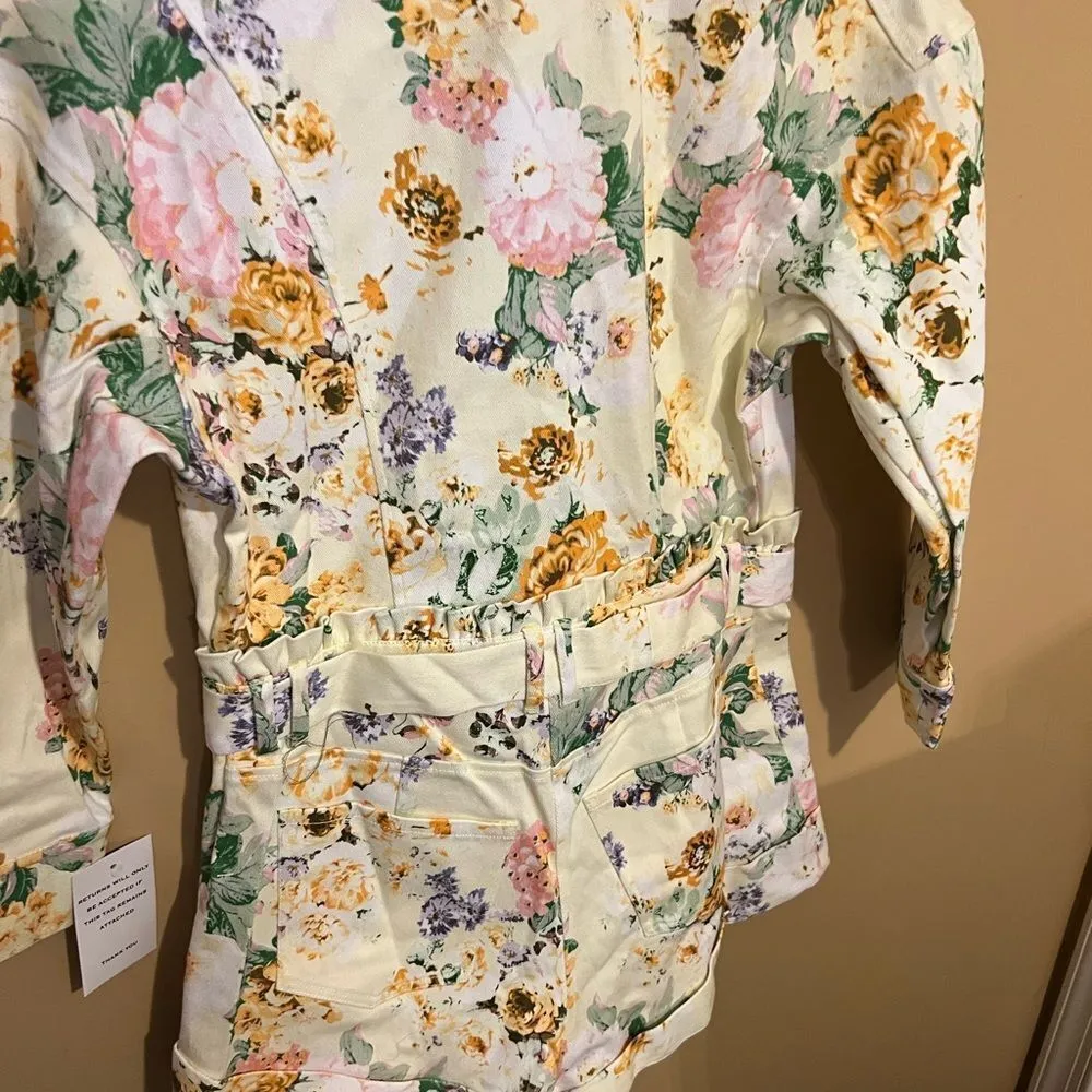 NWT for love & lemons chamomile denim suit floral romper M - Image 14