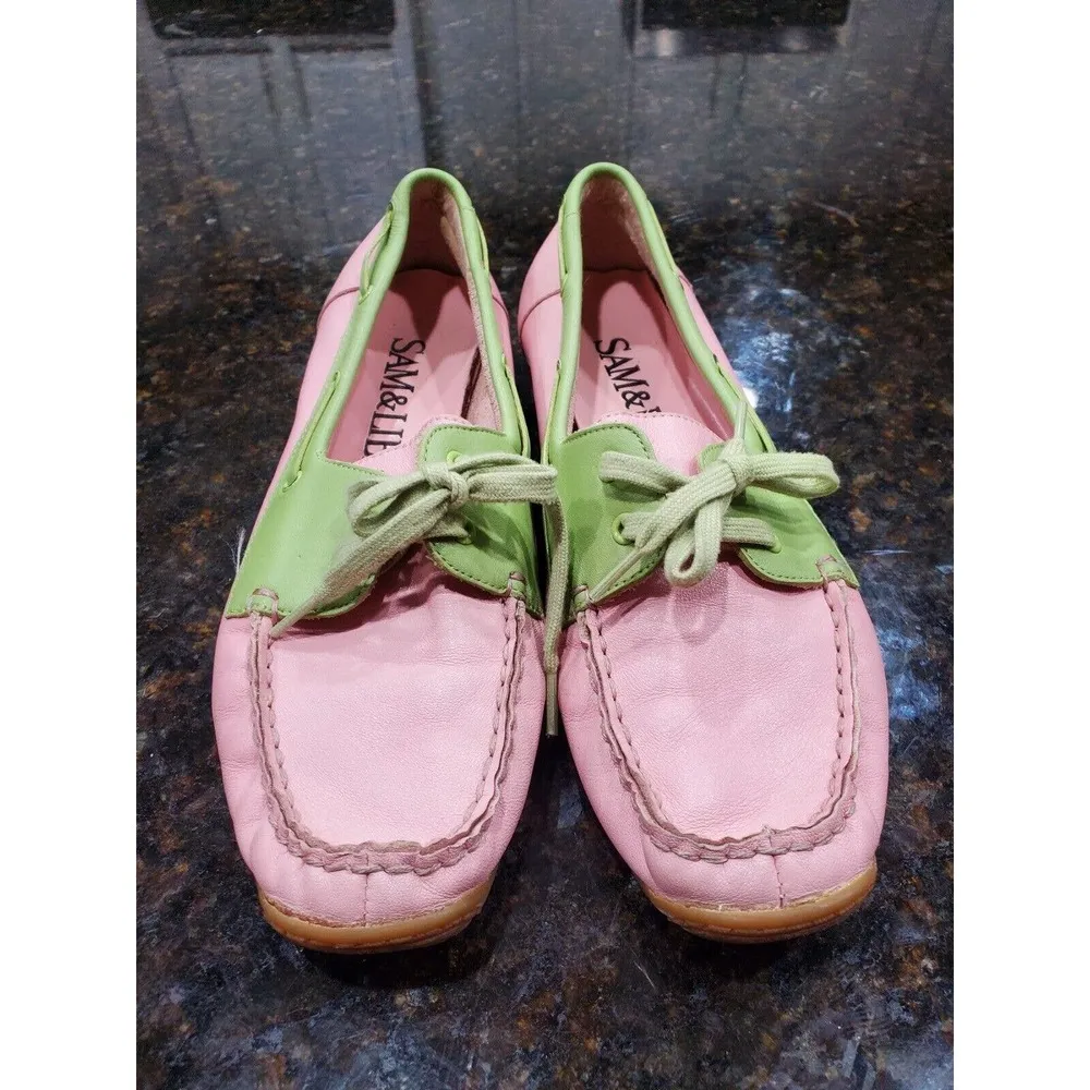 Sam & Libby Pink Women's Leather Upper Slip on Closed Toe Flat Shoes Size 7 M - Image 11