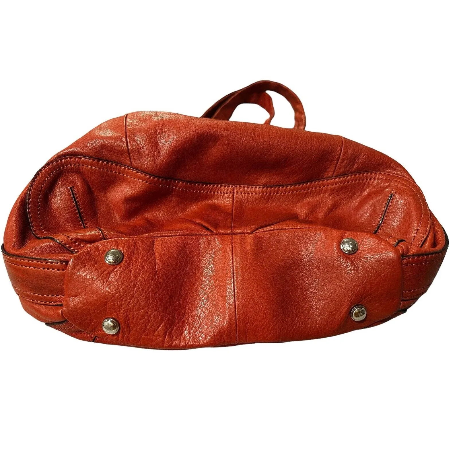 Authentic B. Makowsky Cognac Midsize Leather Handbag Brown - Image 9