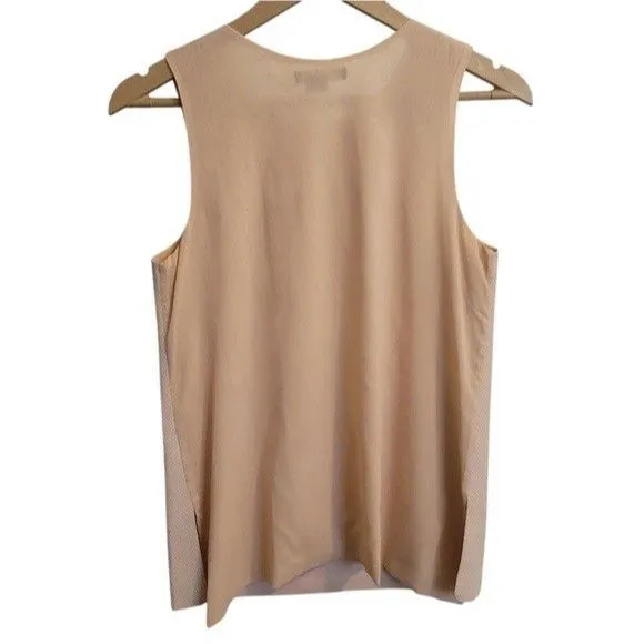 Vince Womens Leather Silk Sleeveless Tunic Tank Top Size 12 Pink Quiet Luxury - Image 2