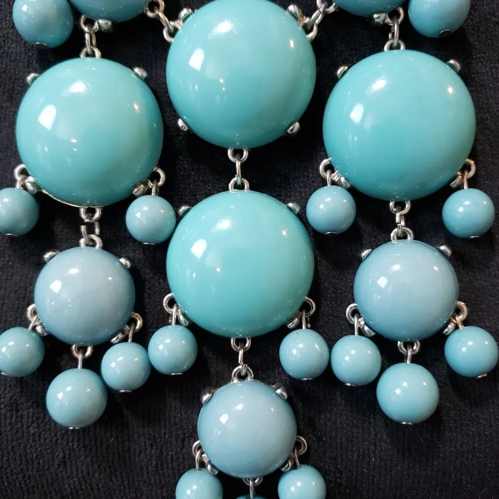 Womens Blue Jane Stone Bubble Silver Chain Necklace Jewelry with Lobster Clasp - Image 4