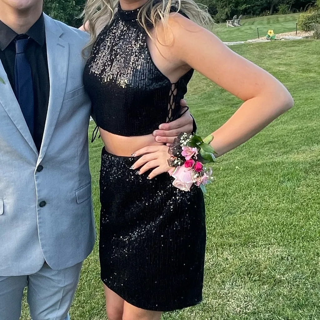 JVN by Jovani Black Sequin 2-Piece Homecoming/Prom Dress Size 2 - Image 7