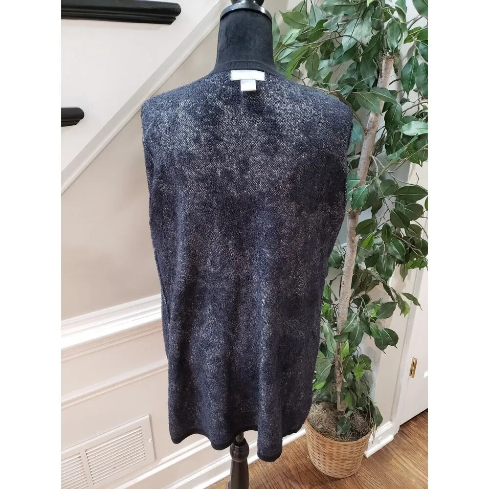 Palette Women Black Floral Nylon Open Front Long Sleeve Cardigan Sweater Size XL - Image 7