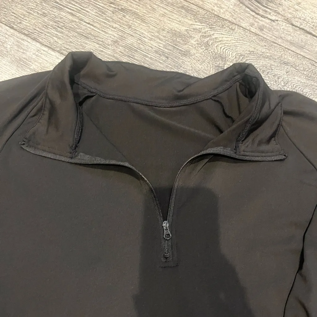 Shein Curve 3XL Plain Solid Collared Black Quarter-Zip Pullover Womens - Image 4