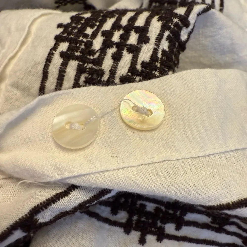 Julia Amory Women's Boho Embroidered Long Sleeve Shirt Dress White Brown Size S - Image 8