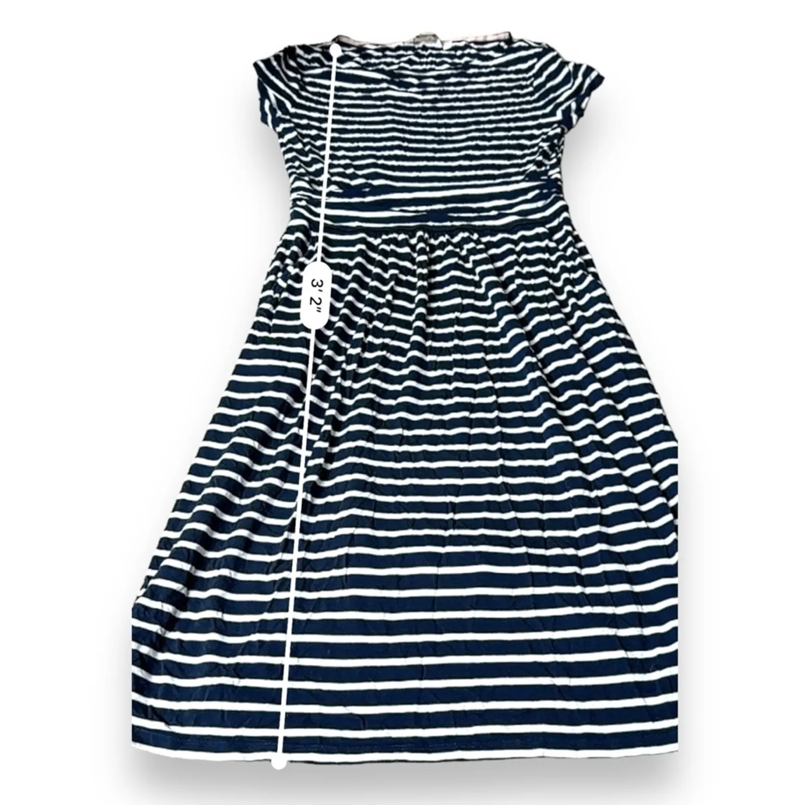 Boden Amelie Jersey Navy Blue & White Striped Short Sleeve Stretch‎ Dress Sz 4 - Image 11