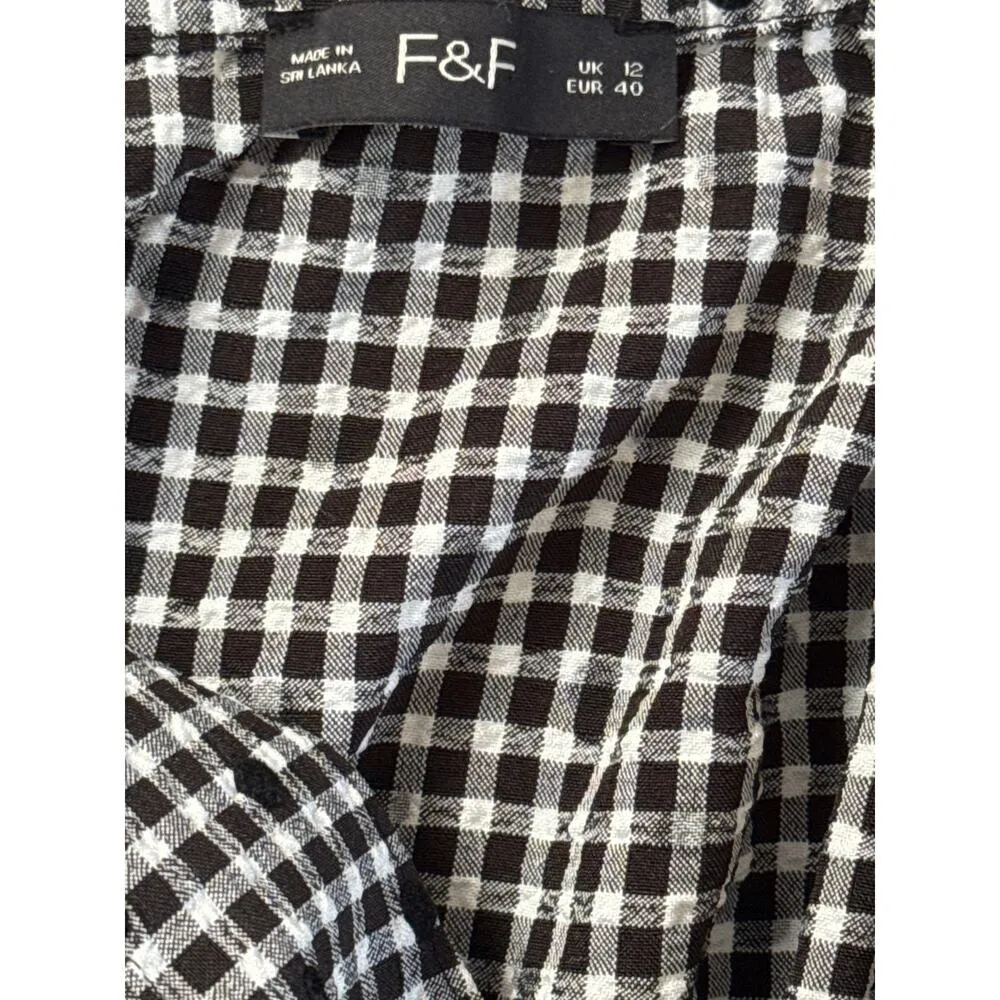 Women’s F&F Black Plaid Maxi Summer Dress Sz 14 - Image 3