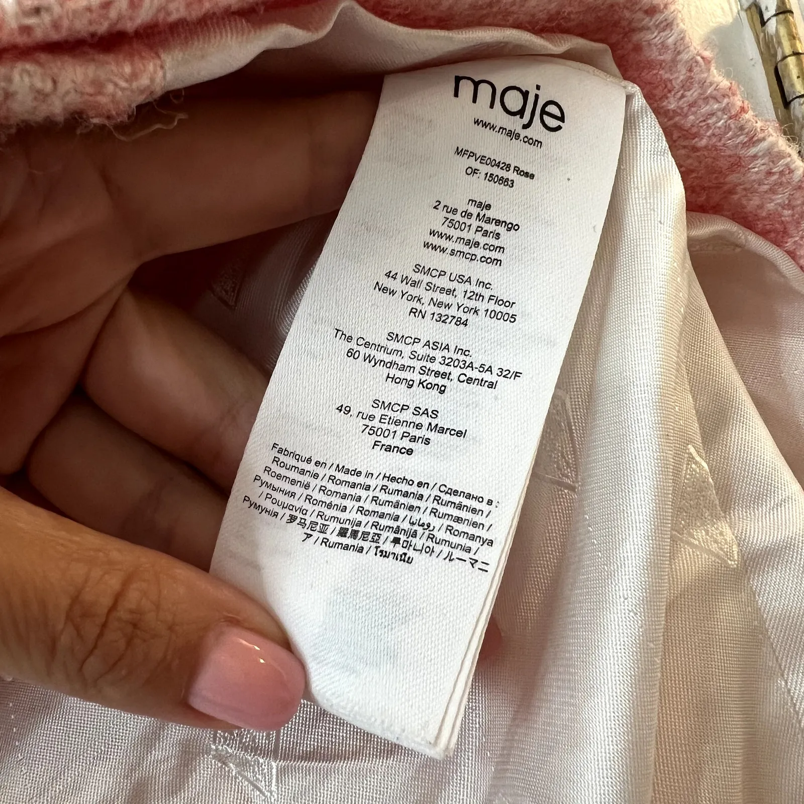 Maje Vanello Cropped Jacket pink tweed size 34 XS CL2 - Image 8