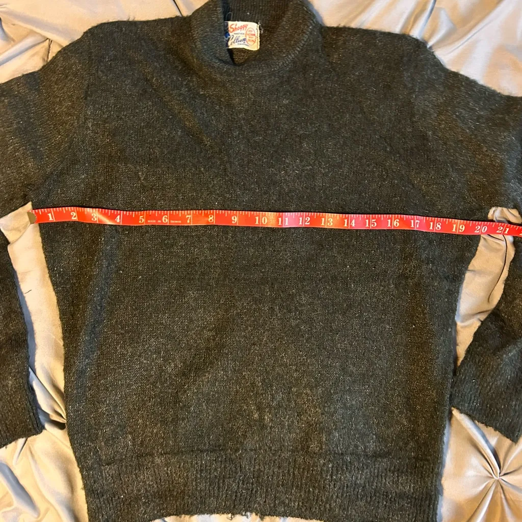 Vintage 1950s 1960s Shaggy Colleen Turtle Neck Sweater Dark Gray Womens Black - Image 3