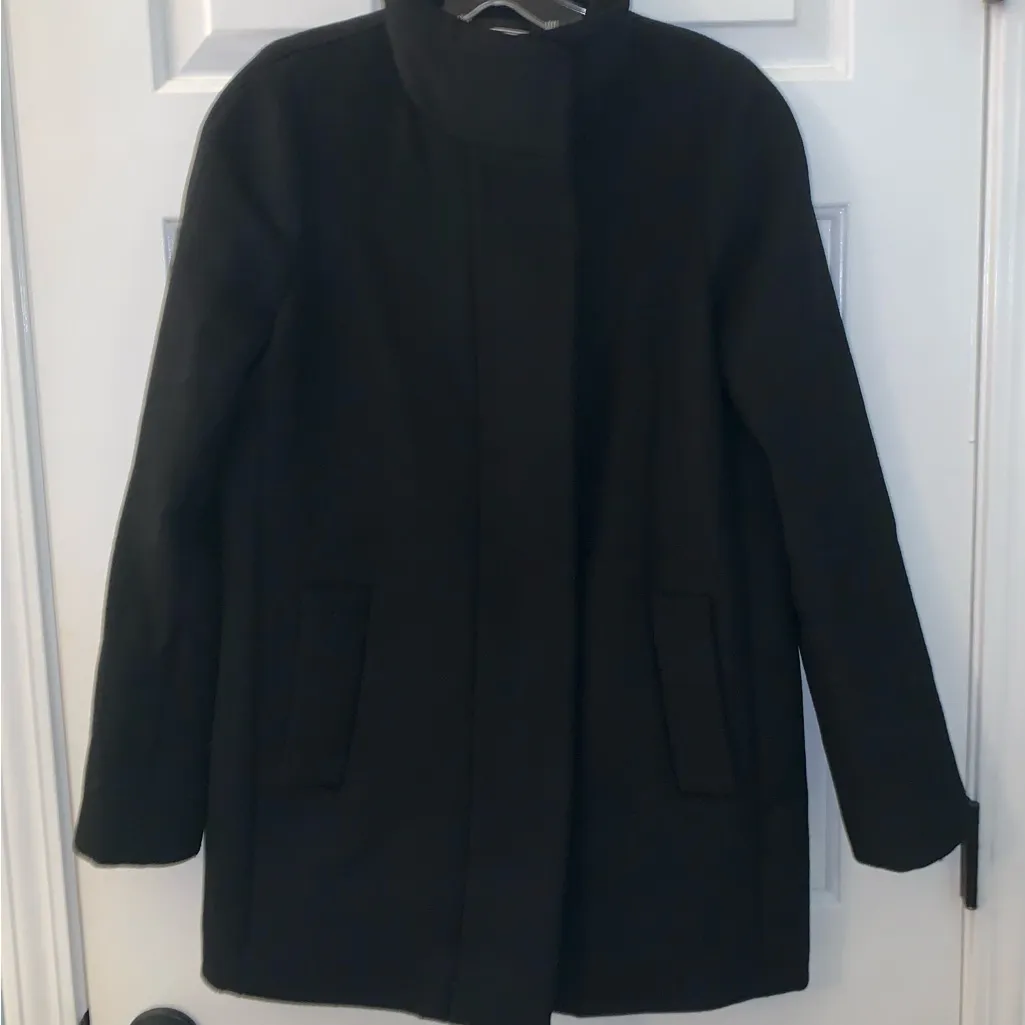 J. Crew Black Button Neck City Cocoon Wool Coat - Image 4