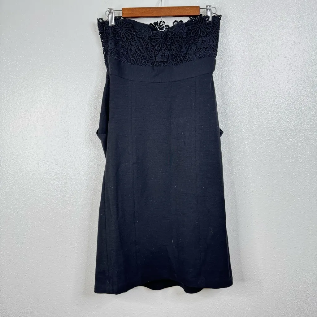 Chaiken Black Lace Top Strapless Midi Dress Size 6 - Image 2