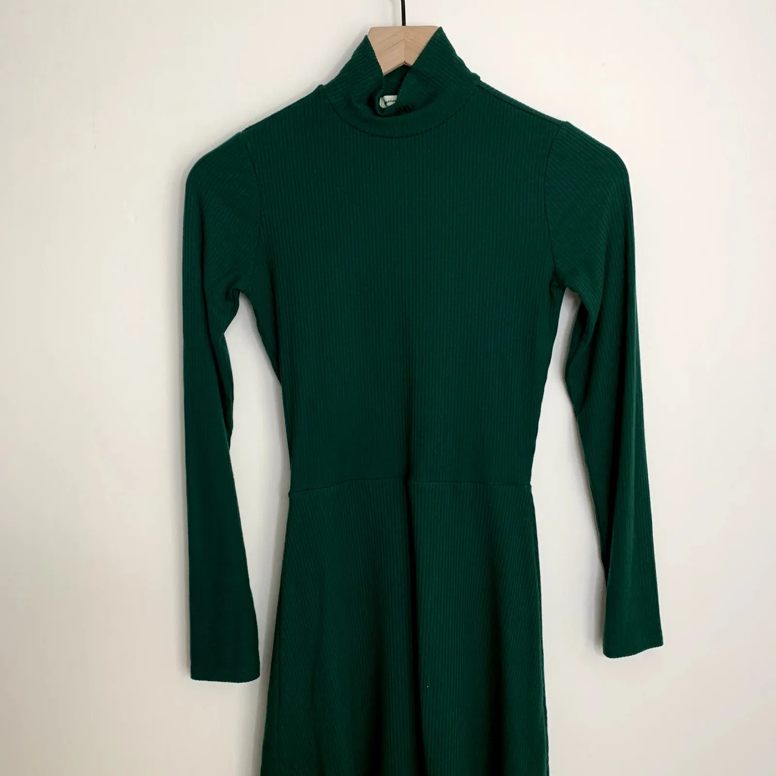 Reformation Maya Dress Long Sleeve Ribbed Emerald Green Womens XS - Image 6