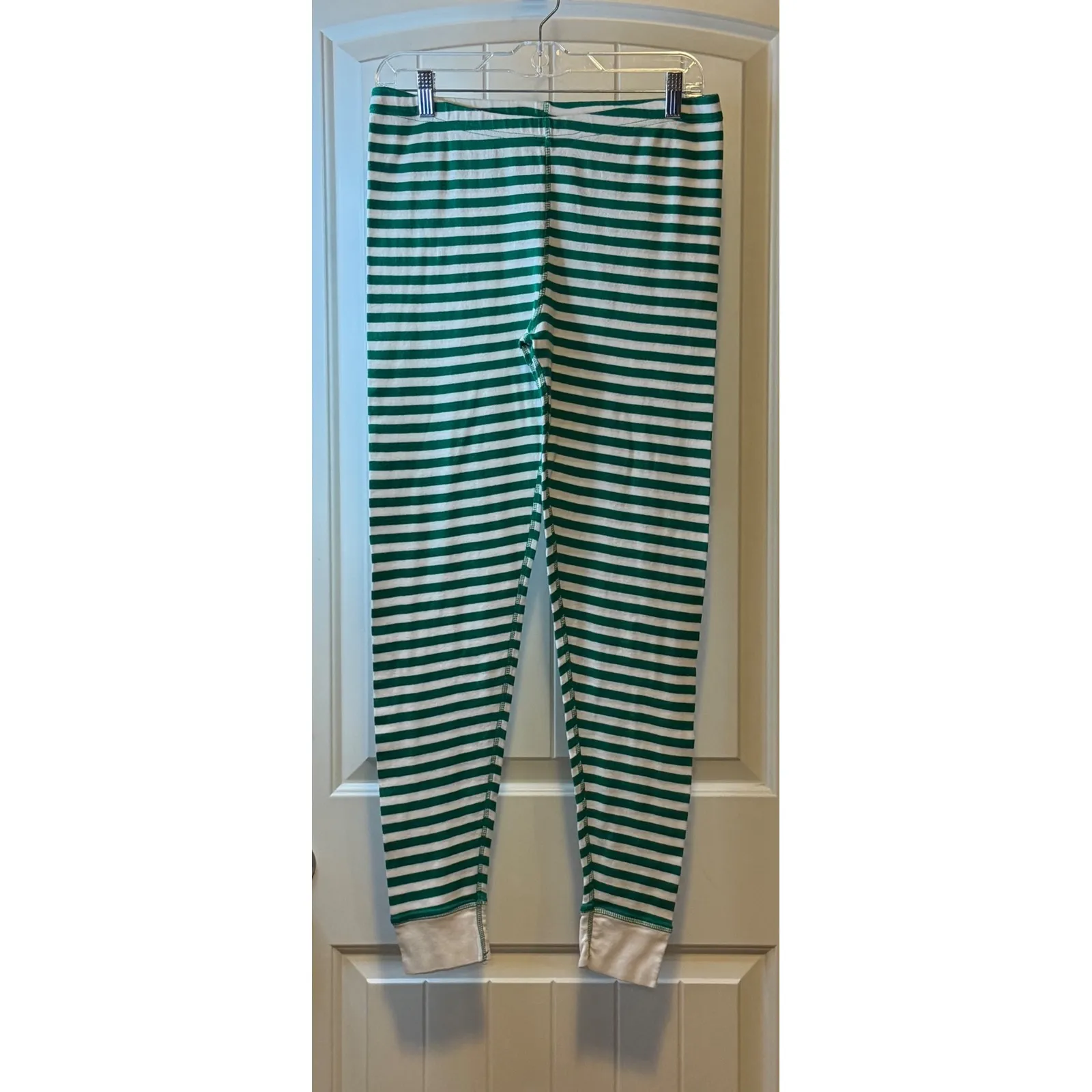 Christmas Daddy Pajama Set Green Long Sleeve Top Striped Pants Women Sz M Size M - Image 8